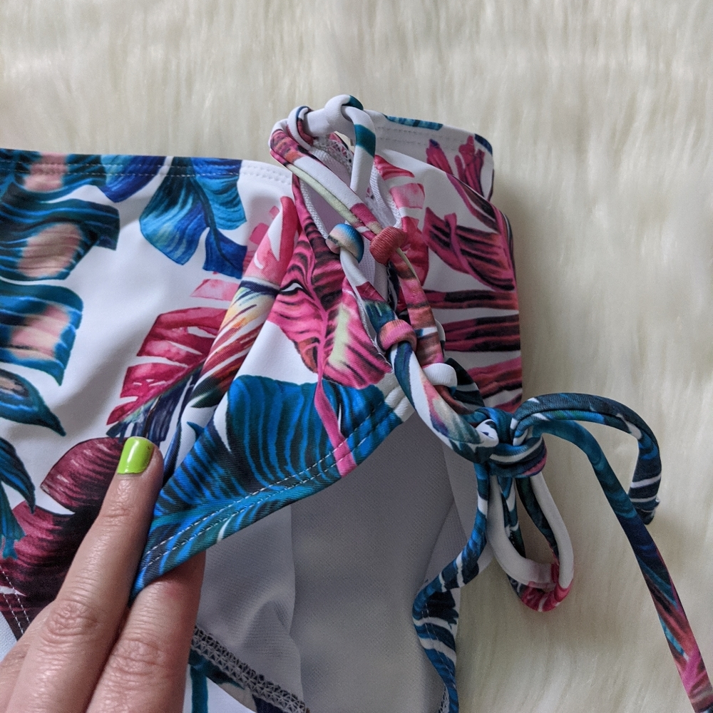 Tropical print high waist tie side bikini bottom - Picture 3 of 5